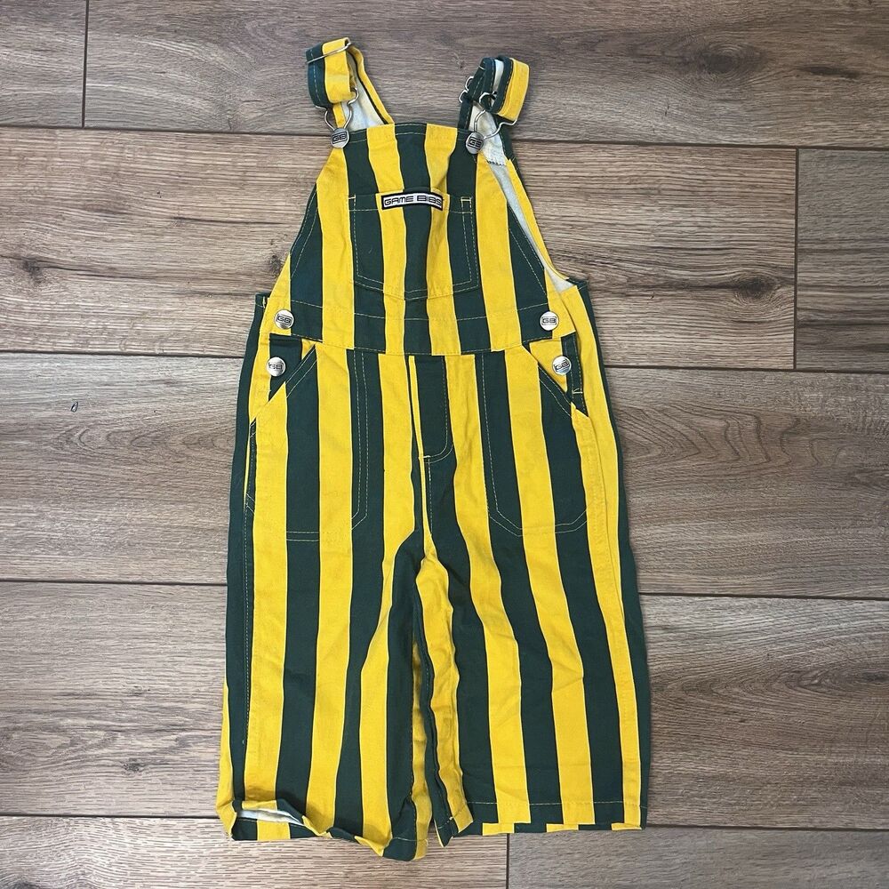 GAME BIBS Game Day Green Bay Packers 12 Month Overalls Green Yellow Baby Toddler